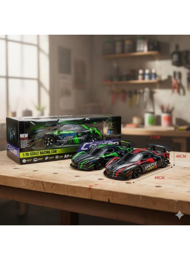 سيارة سباق دريفت بالتحكم عن بعد كبيرة – نموذج 1:10 عالي السرعة يعمل بالبطارية – جهاز تحكم لاسلكي 2.4GHz – نموذج دريفت للقيادة على الطريق – سيارة سباق سريعة للأطفال – صندوق هدايا – قد يختلف اللون - Image 3